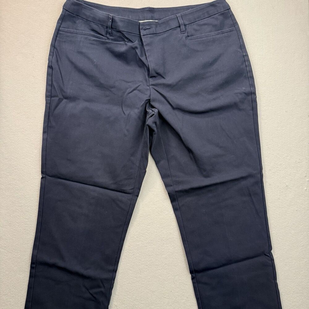 CJ Banks Women's Plus Size 16W Navy Blue Pants Trouser Straight Leg Career Flat